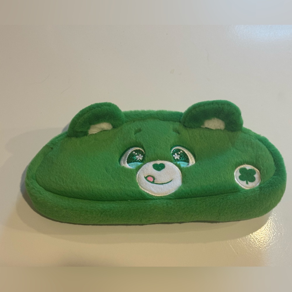 NWOT Care Bears Green Lucky Bear Plush Pencil case zipper bag